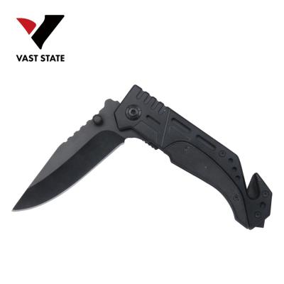 China Non-variable Black Rescue Tactical Folding Knife with Glass Cutter and Breaker for sale