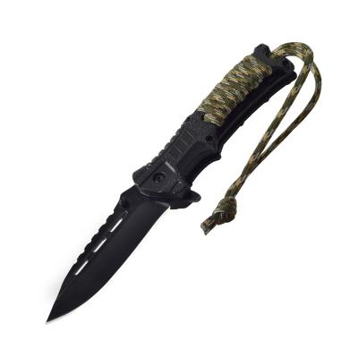 China Best EDC Non-variable Outdoor Camping Hunting Folding Pocket Knife Paracord Tactical Survival Military Folding Knife for sale