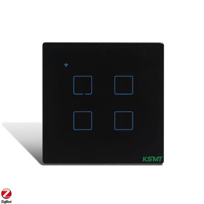 China EU tempered glass +PC KAISI 86 tuya 4 strip tempered glass panel 4 strip wall switch zigbee standard smart wifi wall touch smart switch for sale