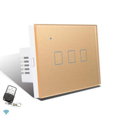 China Tempered glass +PC KAISI USA 118 standard 3 band wifi switch panel remote outlet smart touch glass wifi switch for sale