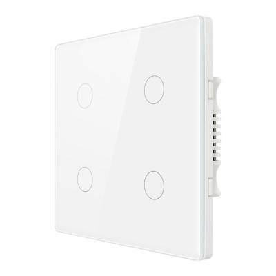 China Tempered Glass +PC KAISI Brazil 4 BAND 2 WAY Wifi Touch Smart Switch Glass Panel 124*118mm Led Tuya Voice Control Home Use Wall Light Switch for sale