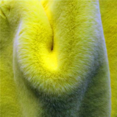 China Toy High Quality Pure Yellow Color Faux Rabbit Fur Fabric For Winter Coat Blankets for sale