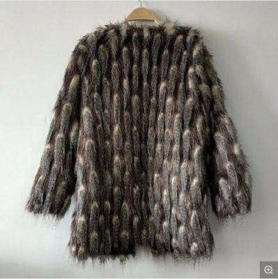 China Sustainable Women Jacquard Woven Faux Peacock Fur Coat 2018 Our Wear for sale