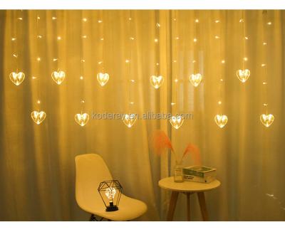 China Party 136 L Warm White Decorative Christmas Led Loving String Heart Curtain Light for sale