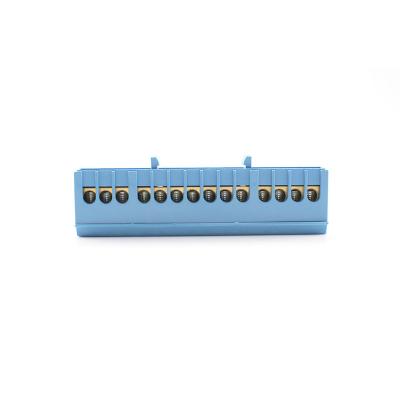 China 14P power distribution brass terminal blocks can be fixed on the panel with screw for sale