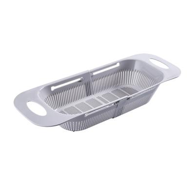 China Viable Kitchen Multifunctional Adjustable Sink Storage Basket Rack Plastic Drainer for sale