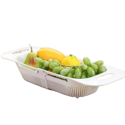 China Sustainable Hot Selling Adjustable Plastic Kitchen Dish Rack Drainer Storage Basket With Handle for sale