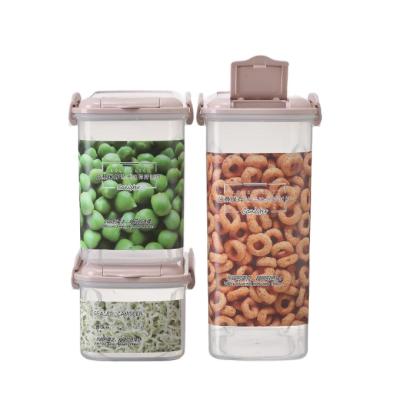 China Freshness Preservation Kitchen Transparent Easy Open Airtight Containers Plastic Dry Food Storage Container With Lid for sale