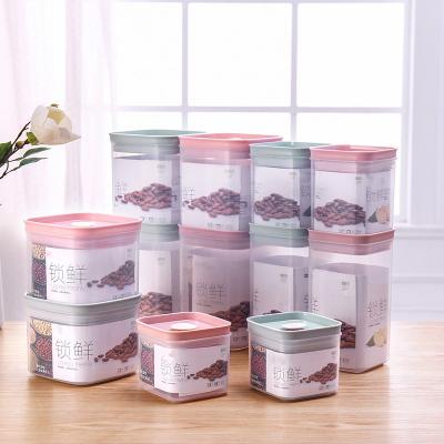 China Freshness Keeping Square Widely Use Transparent Storage Box Organizer Kitchen Pantry Refrigerator Plastic Cereal Food Dry Jar for sale