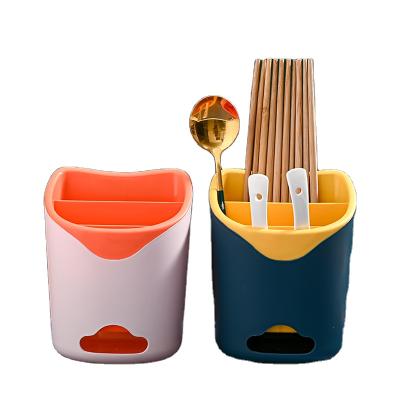 China Viable Wall Mounted Chopsticks Fork Spoon Knife Organizer Holder Drain Storage Plastic Kitchen Plastic Holder for sale