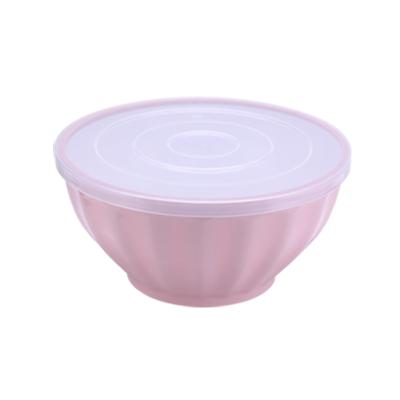 China Freshness Preservation 2.5L BPA Free Colorful Fruit Vegetable Food Soup Bowls Plastic Salad Bowl With Lid for sale