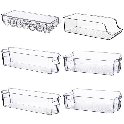 China 6pcs Kitchen Fridge Organizer Stackable Food Freshness Storage Bins Freezer Wholesale Plastic Containers for sale