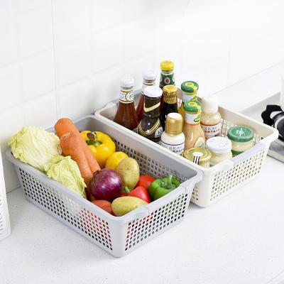 China Household Cheap Viable Kitchen Fruit Storage Organizer Pantry Small Plastic Vegetable Baskets With Handles for sale