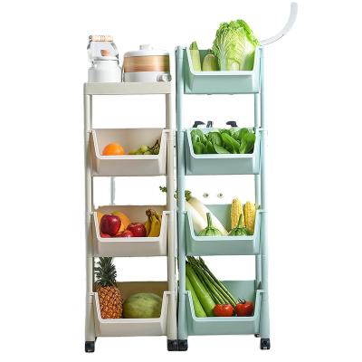 China Factory Supply 4 Tiers Sustainable Multifunctional Storage Rack Plastic Storage Cart With Wheel for sale