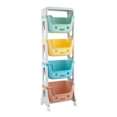 China Viable Hot Selling Plastic Toy Storage Basket Shelf Snacks Sundries Kids Storage Rack for sale