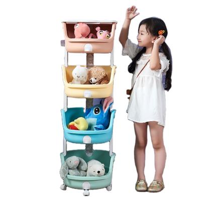 China Factory wholesale viable supply 3 layers plastic storage shelf child toy storage rack with wheels for sale