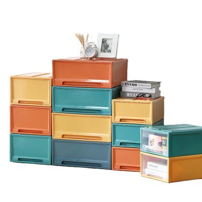 China Sustainable Household Colorful Wardrobe Drawer Stackable Storage Box Plastic For Clothes for sale