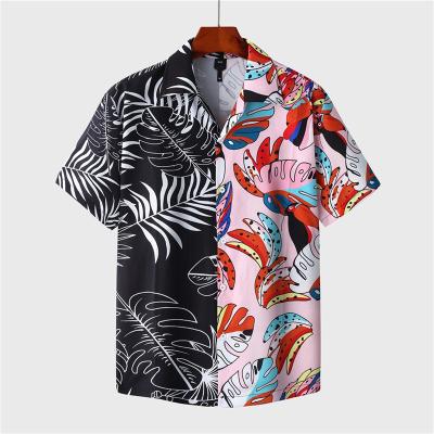 China Patchwork Top Casual Men's Summer Beach Print Breathable Shirt, Short Sleeve Hawaiian Shirt Men for sale