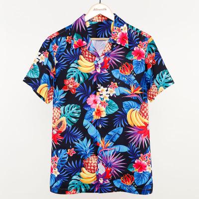 China Anti-pilling Stylish Short Sleeve Button Blouse Tops Man Beach Mens Hawaiian Printed Shirts for sale