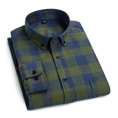 China Breathable Casual Dress Button Down Long Designer Shirts, Cotton Shirt Sleeve Plaid Work Men for sale