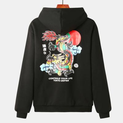 China Vintage Dragon Print Oversize Hoodies Sweatshirt , Harajuku Anti-wrinkle Hoodie 100% Cotton Pullover for sale