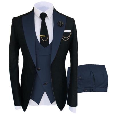 China 3 Pcs Breathable Prom Terno Masculino Wedding Set Slim Fit Blazer Mens Formal Peaked Lapel Two Piece Suit for sale