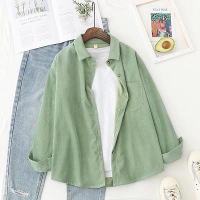 China Casual Corduroy 2020 Women's Jackets Tops Anti-Pilling Long Sleeve Shirt, Loose Long Sleeve Solid Shirt Woman for sale