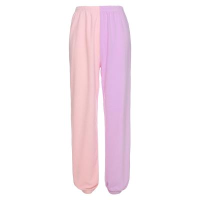 China Anti-pilling Pants Women Track Pants Polyester Wholesale , Color Block Loose Jogging Pants for sale