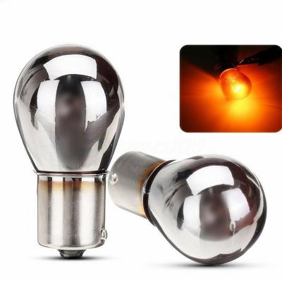 China PY21w 150 Â ° & PY21w 180 Â ° Car Tail Lamp Silver/Chrome Amber High Quality 12V/21W PY21W S25 BAU15s Glass Stop Light Indicator Bulb for sale