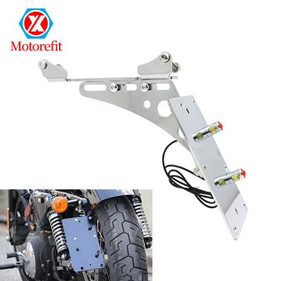 China High quality metal iron. Motorefit Motorcycle Parts Tail Light Side Mount License Plate Bracket Fits For Harley Sportster Iron XL883 Chopper Bobber 1200 for sale