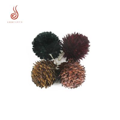 China New 2019 Traditional Design Dyed Pheasant Feather Flower Ball For Christmas Party Home Decoration for sale