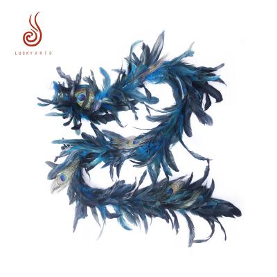 China Other Wholesale Natural And Dyed Rooster Peacock Feather Boa For Halloween Decoration for sale