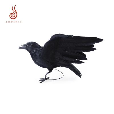 China Other Cheap Wholesale Artificial Black Crow Feather Open Wings For Decoration for sale