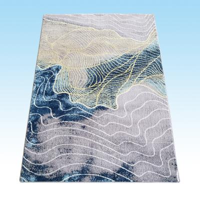 China From washable contemporary geometric wave to soft little blue gray rug underfoot for sale