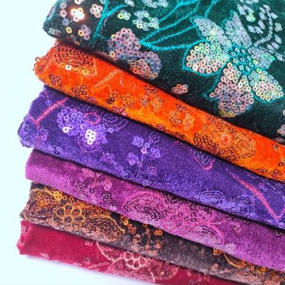 China Breathable African Nigerian French Cut Velvet Fashion Flat Edge 3mm Sequin Embroidery Lace Fabric For Wedding Party for sale