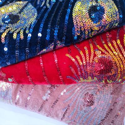 China Breathable African Nigerian French Velvet Fabric 3mm+3mm2 Color Changing Sequin Embroidery Lace Fabric For Fashion Accessories for sale