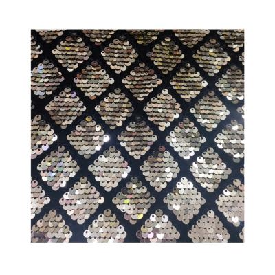 China 5mm Breathable Sequin Diamond Plaid Flannel Embroidered Lace Suitable for Dress, Shoes and Hat Bag Embroidered Fabric for sale