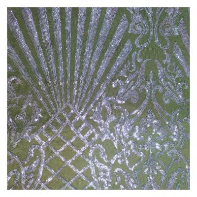 China Breathable 2022 Luxury White Super Bright Crystal Sequin Tulle Embroidery Lace Wedding Party Embroidery Fabric for sale