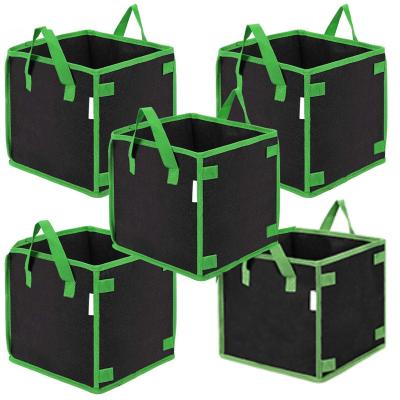 China Modern Garden Fabric Grow Bags Planting Thick Flower Bucket With Edging Square Felt Vegetable Seedling Growing Bag for sale