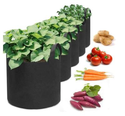 China 1-400Gallon 5-Pack Plant Fiber Grow Bags Heavy Duty Thickened Nonwoven Plant Cloth Pots With Handles for sale