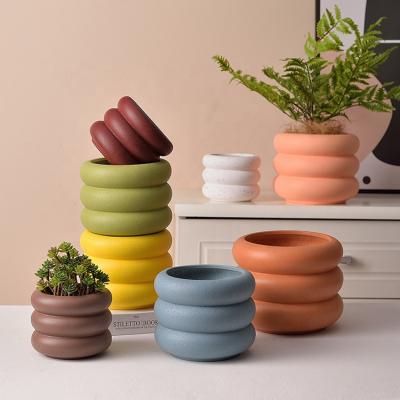 China Corrosion Resistance New Arrival Macaron Shape Small Garden Succulent Pots Ceramic Flower Pot for sale