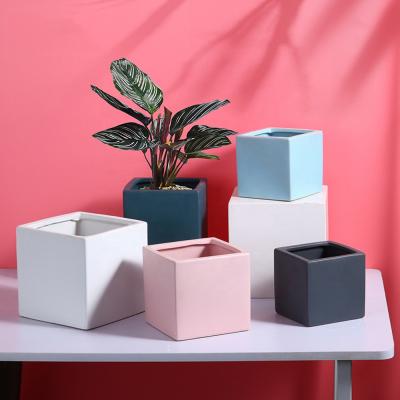 China Square Corrosion Resistance Indoor Colorful Ceramic Succulent Bonsai Pot Small Ceramic Flower Pots for sale