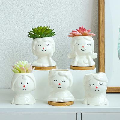 China Wholesale handmade cute white ceramic succulent animal planter for home decor for sale