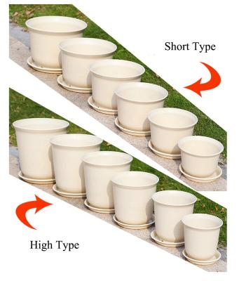 China New Arrival Durable White Bonsai Plastic Flower Grow Pots Plants Plastic Pot With Tray For Nursery Plants for sale