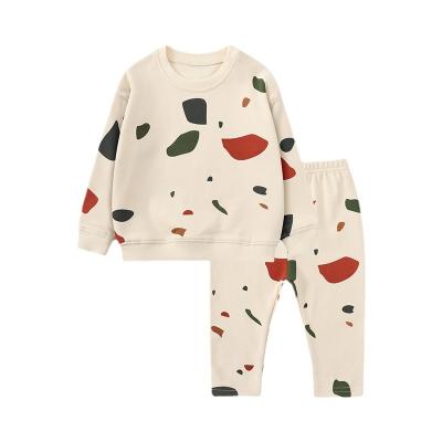 China Popular Hot Selling Custom Made Kids Clothings Sets 2 Pieces Outfit Organic Cotton Long John Baby Boys Winter Infant Warm Kids Full Suit for sale