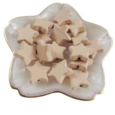 China DIY Handmade Teether Beads Heart Cloud Shape Wooden Bead Natural Beech Wood Star Beads for sale