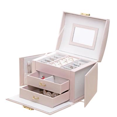 China Wholesale Single Drawer Box PU Jewelry Box Large Capacity Ring Bracelet Necklace Luxury Contracted Leather Jewelry Storage for sale