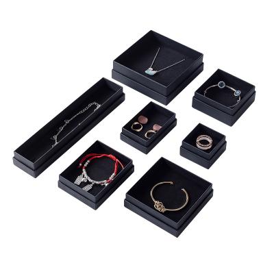 China Fashion and custom contracted black LOGO simple fashion jewelry necklace packaging paper jewelry box fashion brand jewelry packaging box for sale