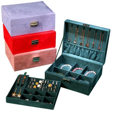 China Re-enactment of new antique ways double large-capacity pilou jewelry luxury lightweight gift box, single ring stud necklace gift box for sale