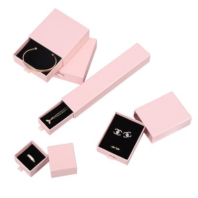 China Wholesale Custom Jewelry Box Stain Ring Bracelet Earrings Necklace Contracted Paper Gift Drawer Packaging Box for sale